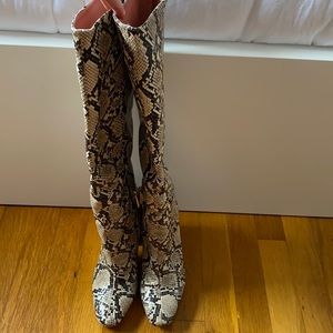 Zara snake skin knee high boots